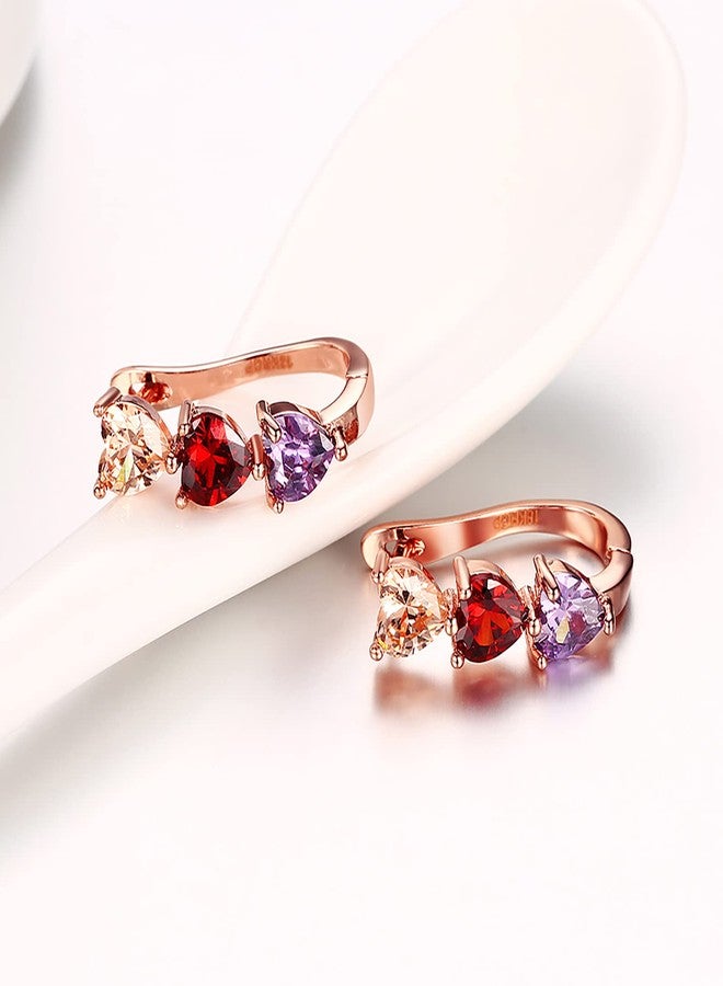 WSKFLY Colorful Cubic Zirconia Heart hoop Earrings,18K Rose Gold Boutique Earrings for Women - Image 5